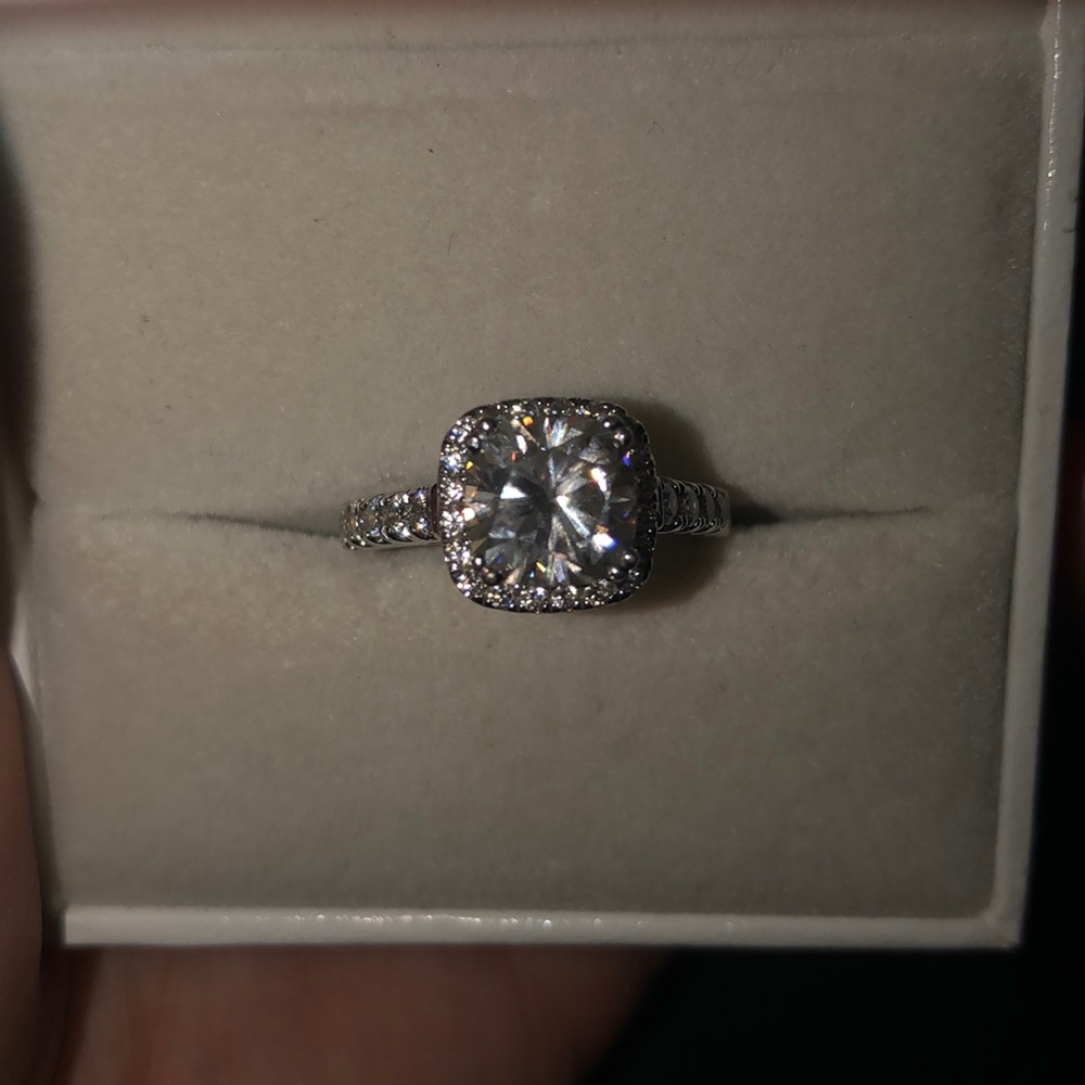 Engagement style promise ring, 2 ct moissanite
